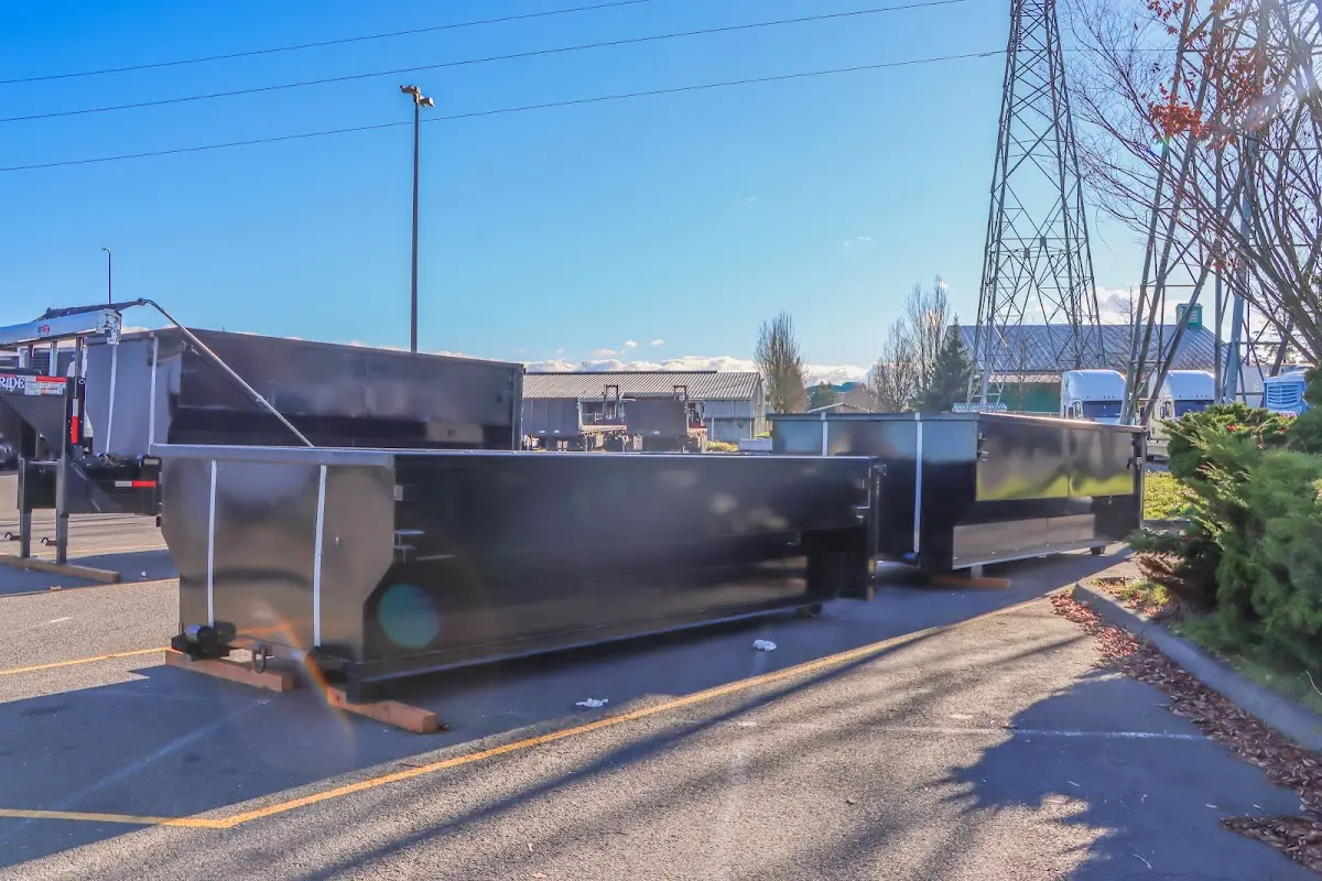 Roll-off dumpster ready for waste disposal at job site for 4 Yard Dumpster Rental in Winslow